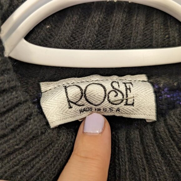 Vintage  Rose Sparkle Black Gold Indigo Purple Snowflake Floral Small - Picture 6 of 9